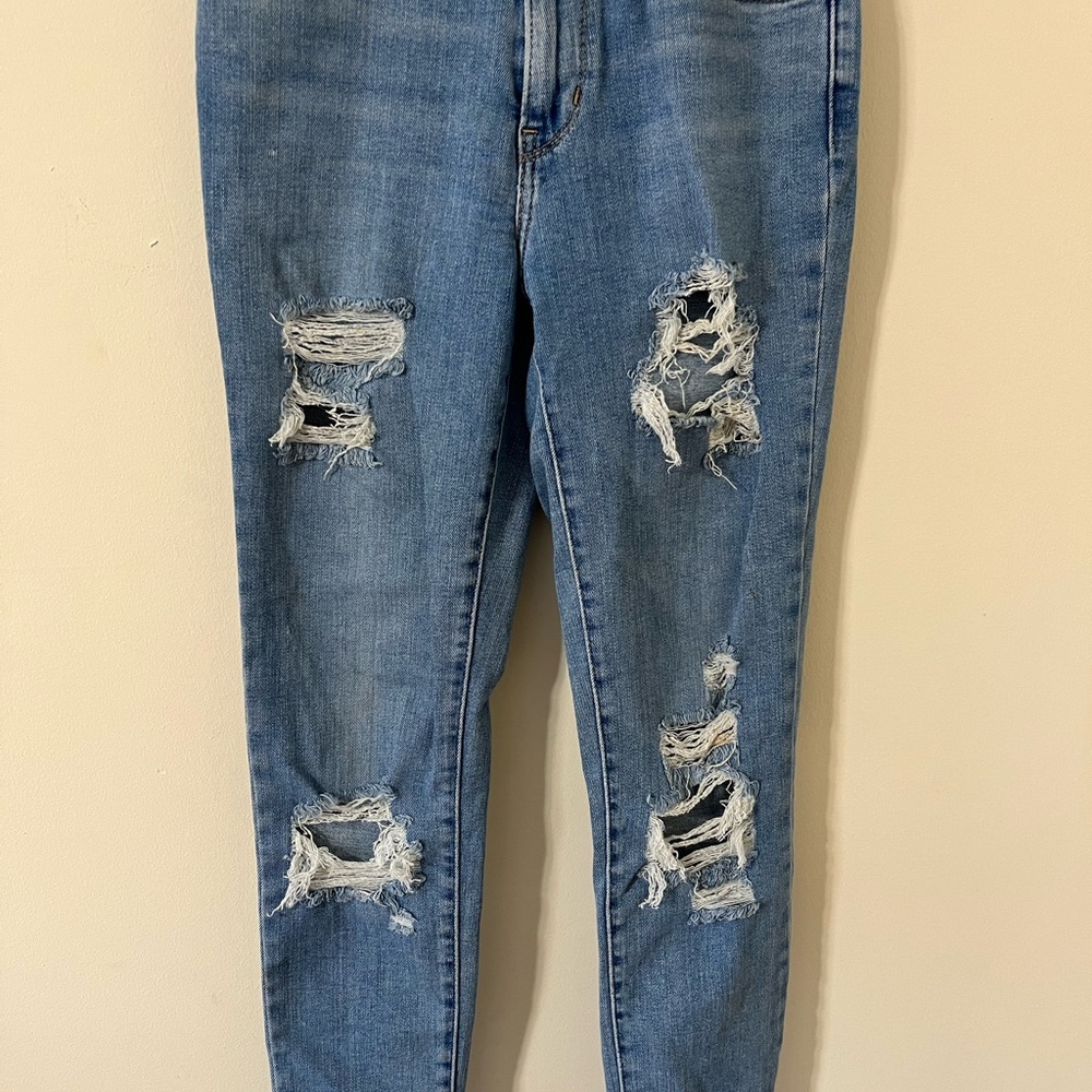 Levi's 721 High Rise Skinny Distressed Denim Jeans Size 24 - Picture 4 of 12